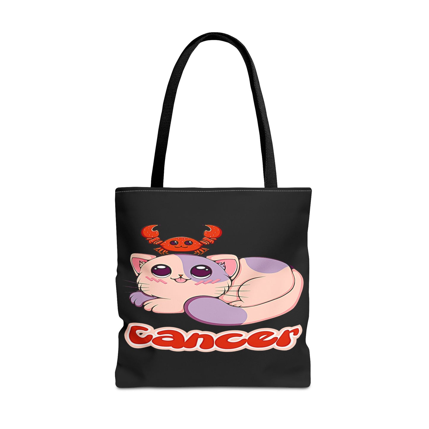 Cancer Anime Cat Black Tote Bag, 3 Sizes