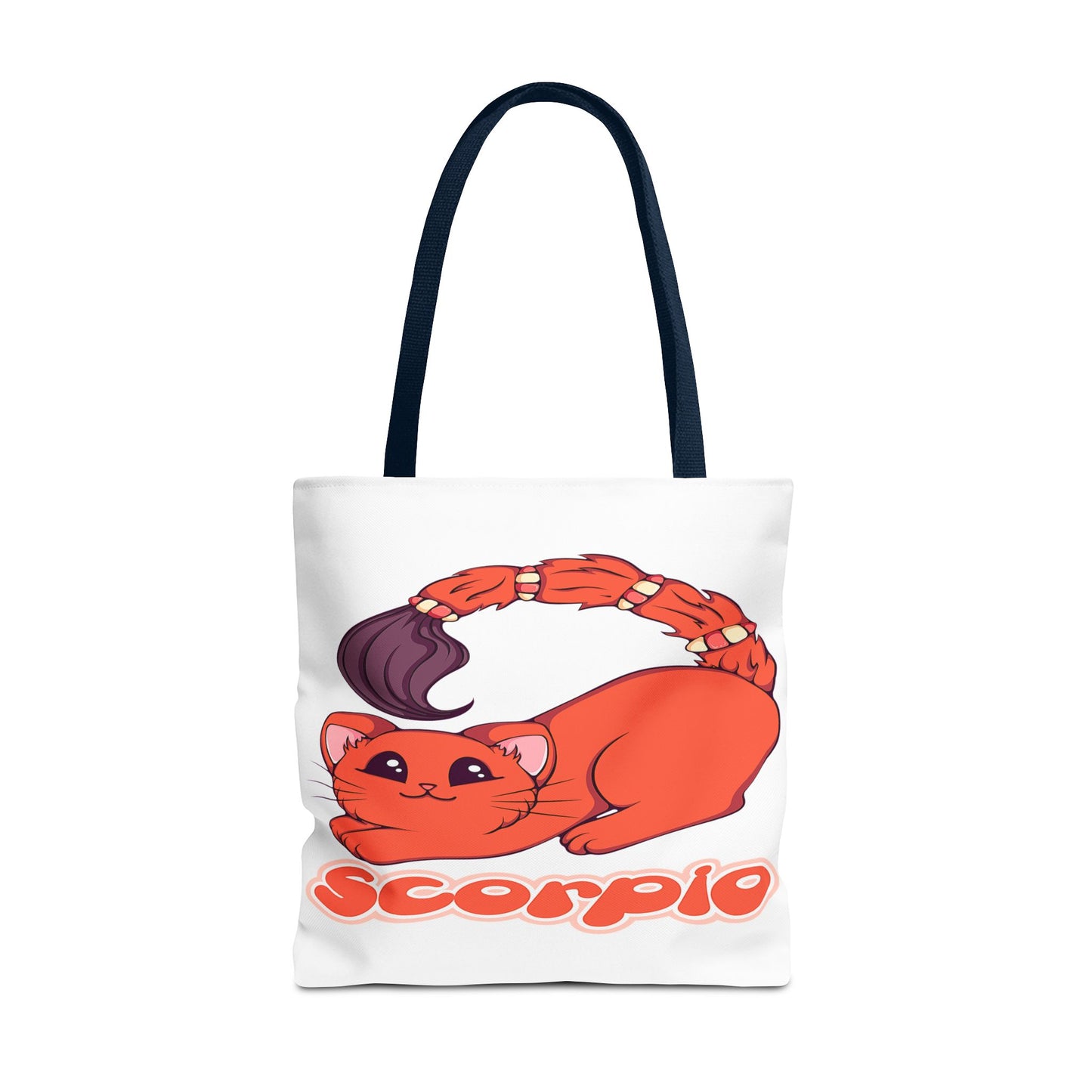 Scorpio Anime Cat White Tote Bag, 3 Sizes