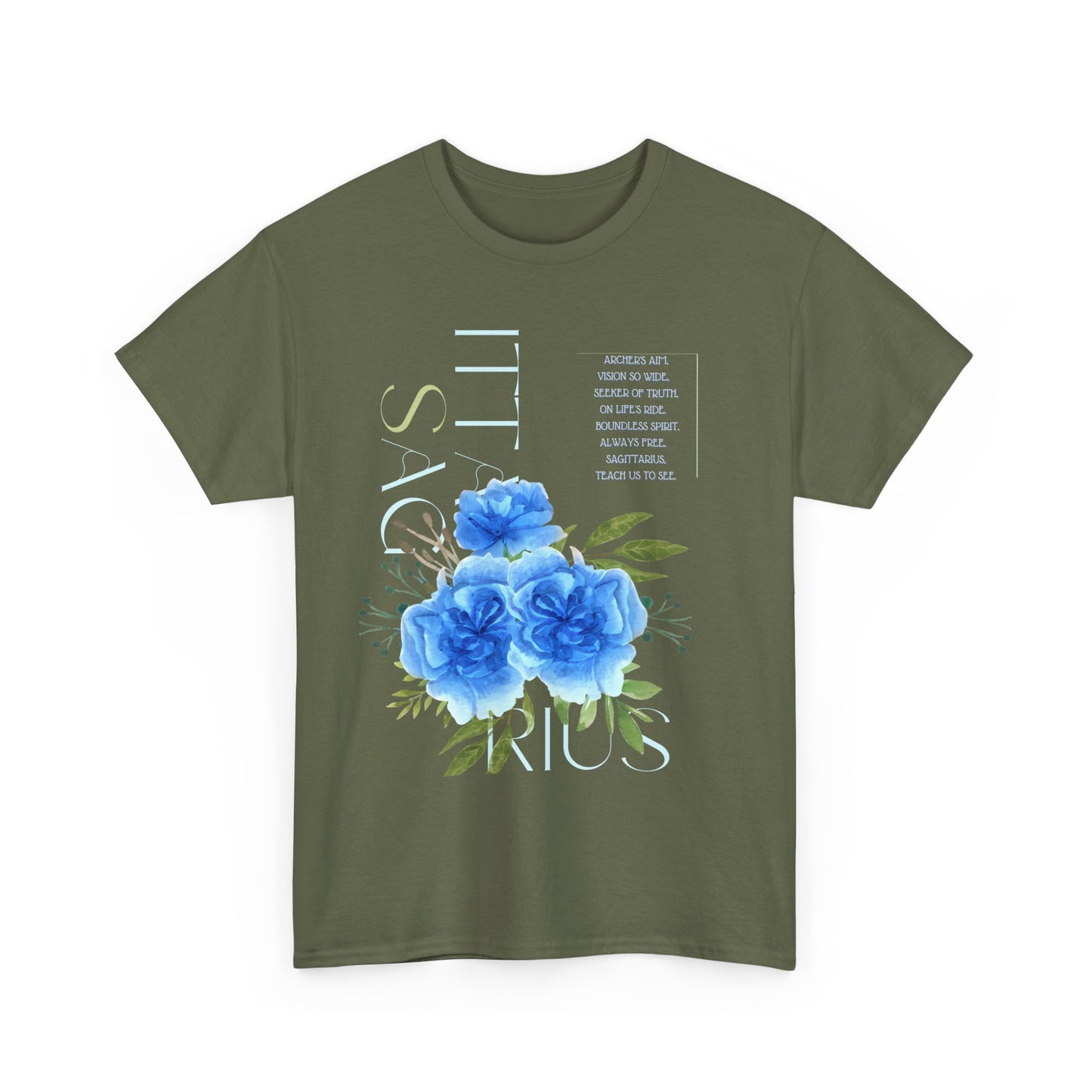 Sagittarius Blue Carnations, Unisex Heavy Cotton Tee