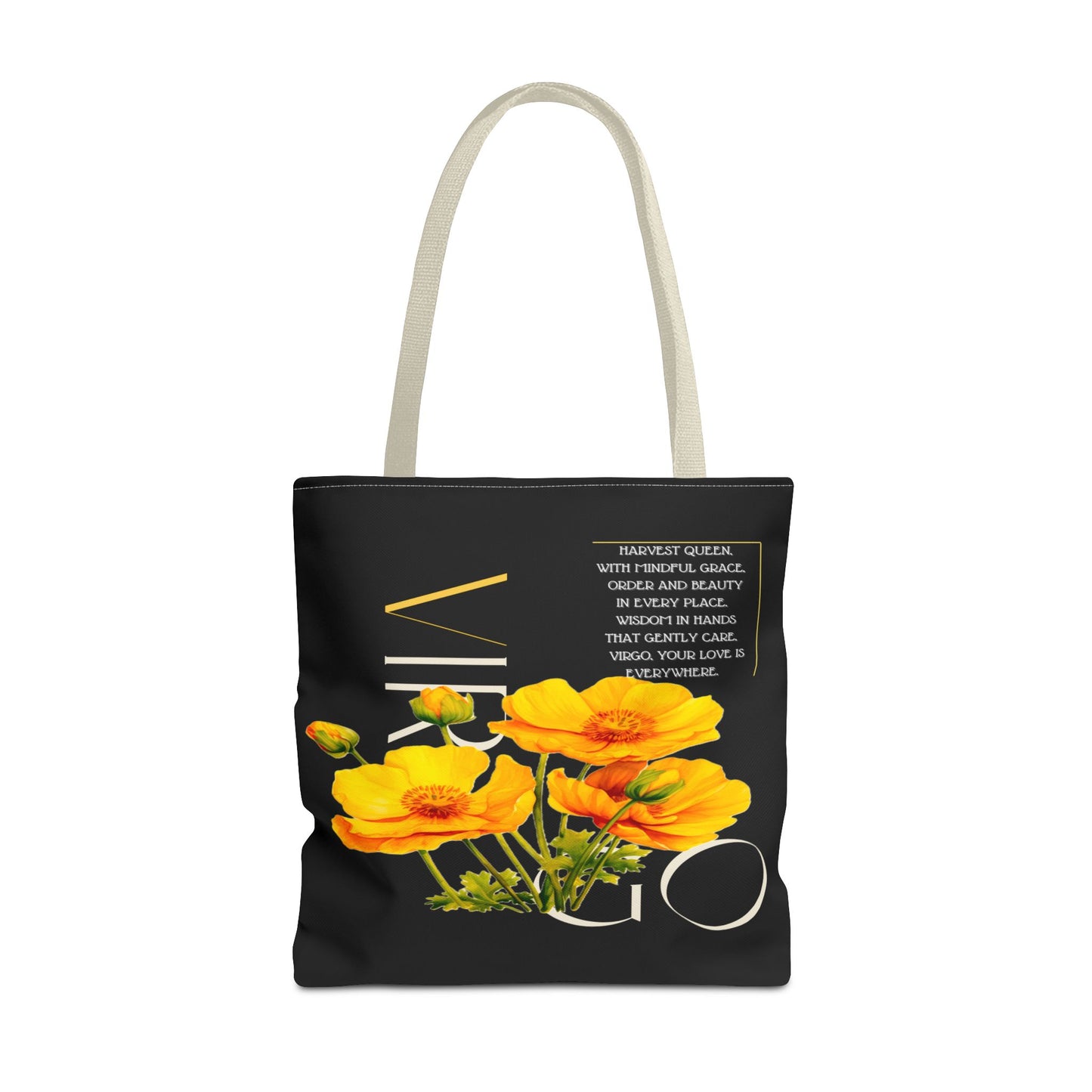 Virgo Buttercups Black Tote Bag, 3 Sizes