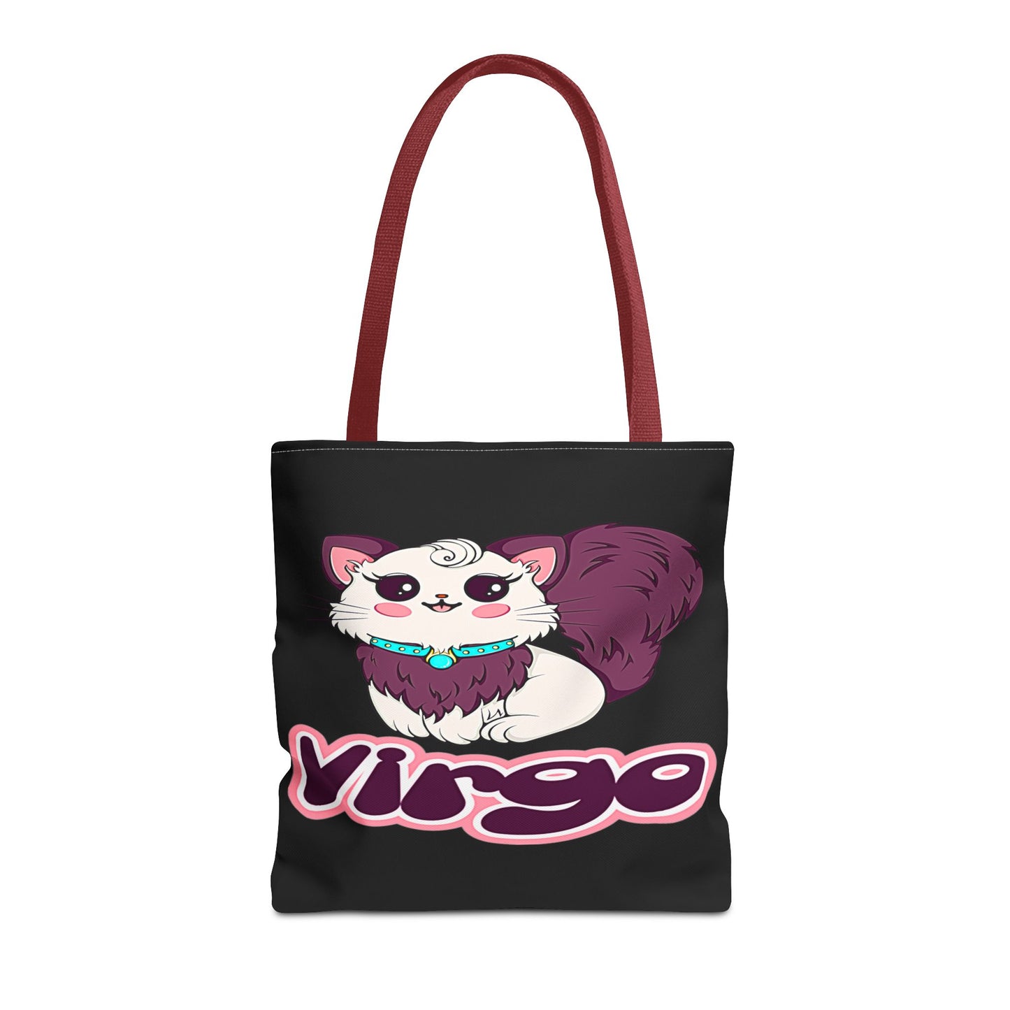 Virgo Anime Cat Black Tote Bag, 3 Sizes