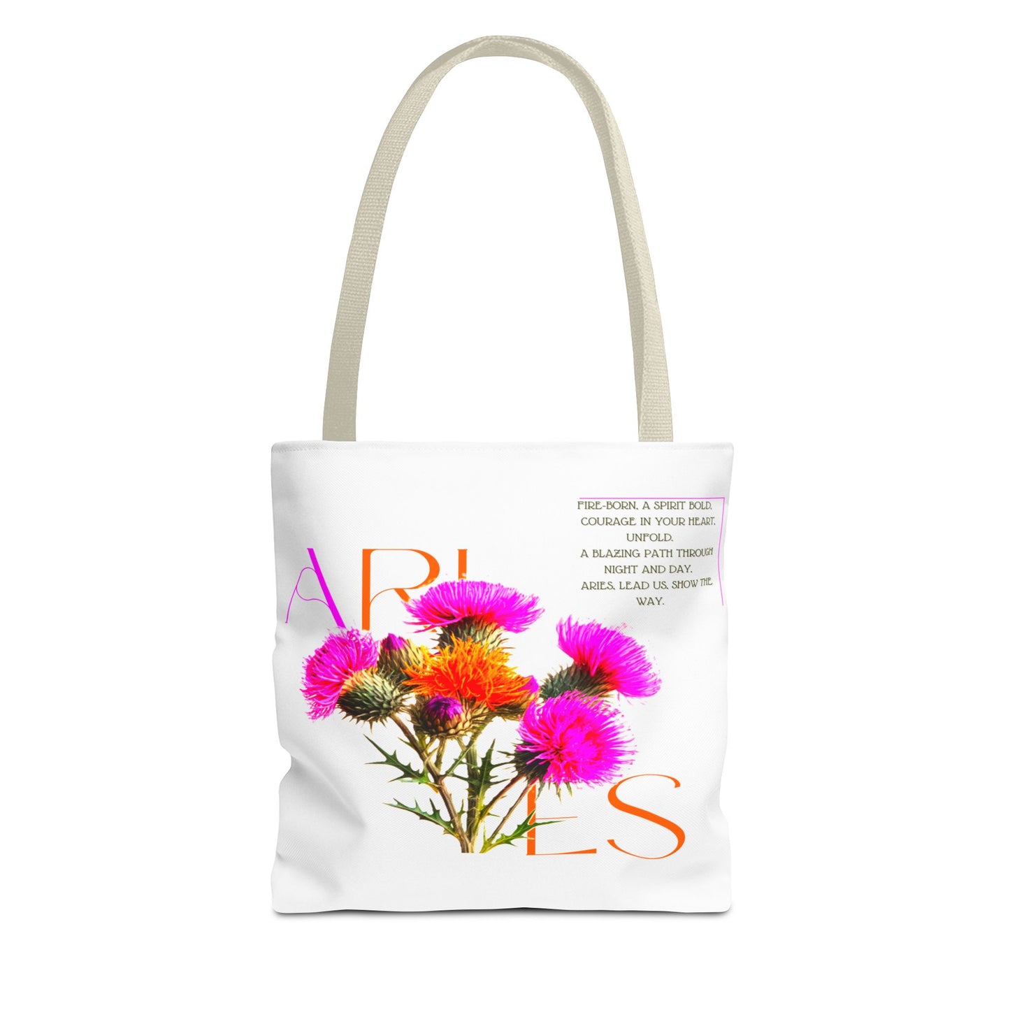 Aries Thistle White Tote Bag, 3 Sizes