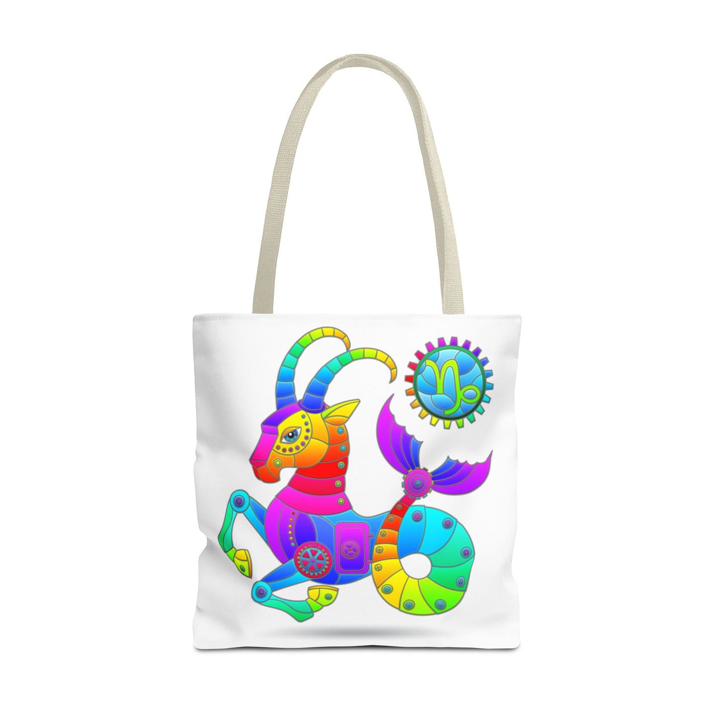 Capricorn Rainbow Steampunk, White Tote Bag