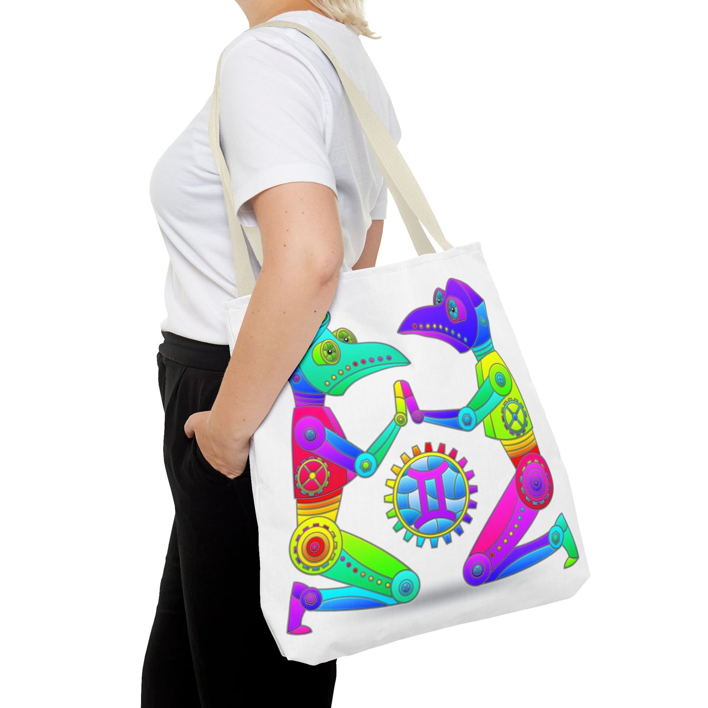 Gemini Rainbow Steampunk, White Tote Bag