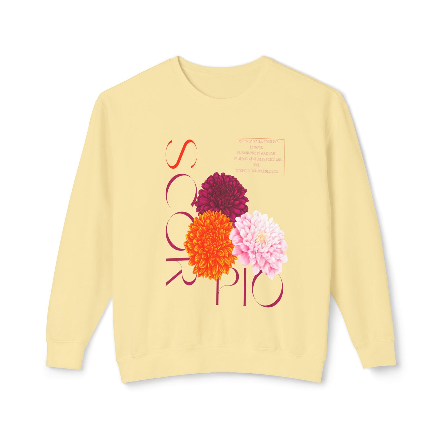 Scorpio Chrysanthemums, Unisex Lightweight Crewneck Sweatshirt