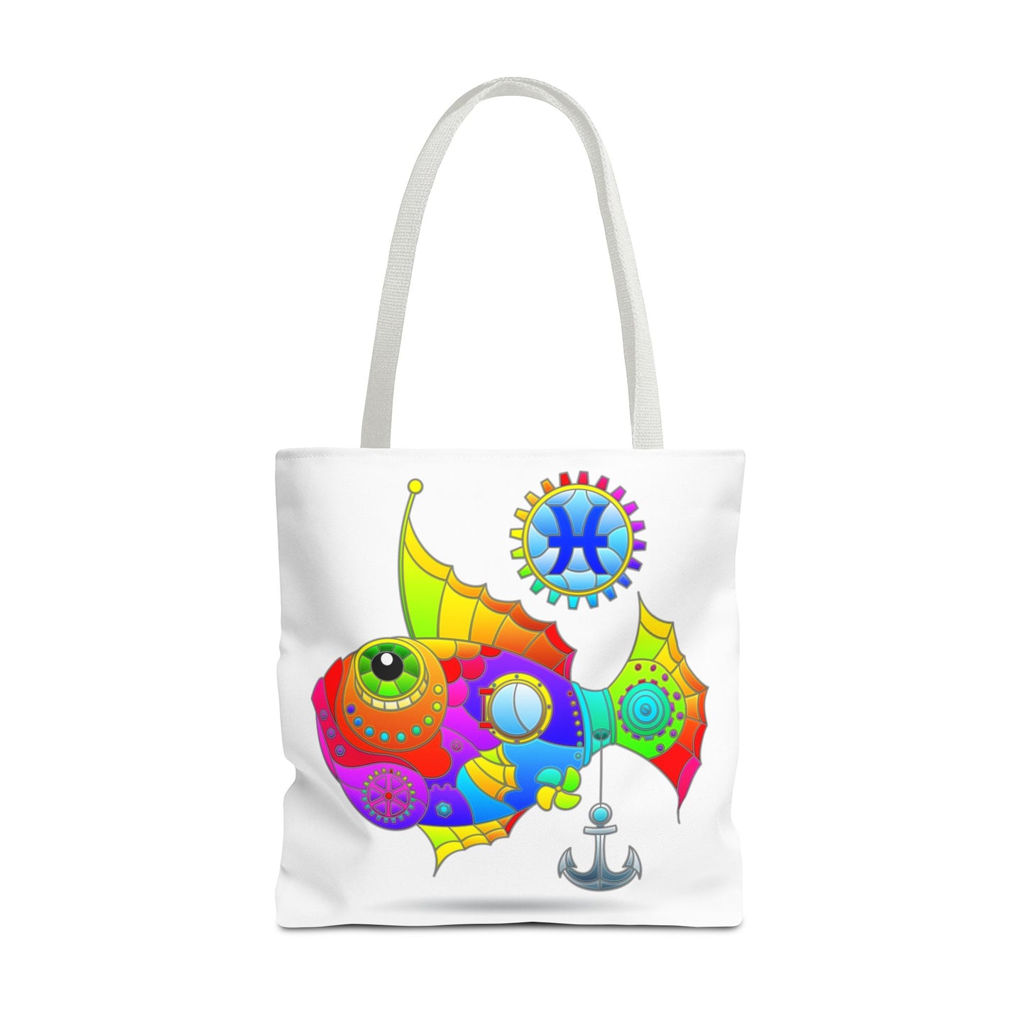 Pisces Rainbow Steampunk, White Tote Bag