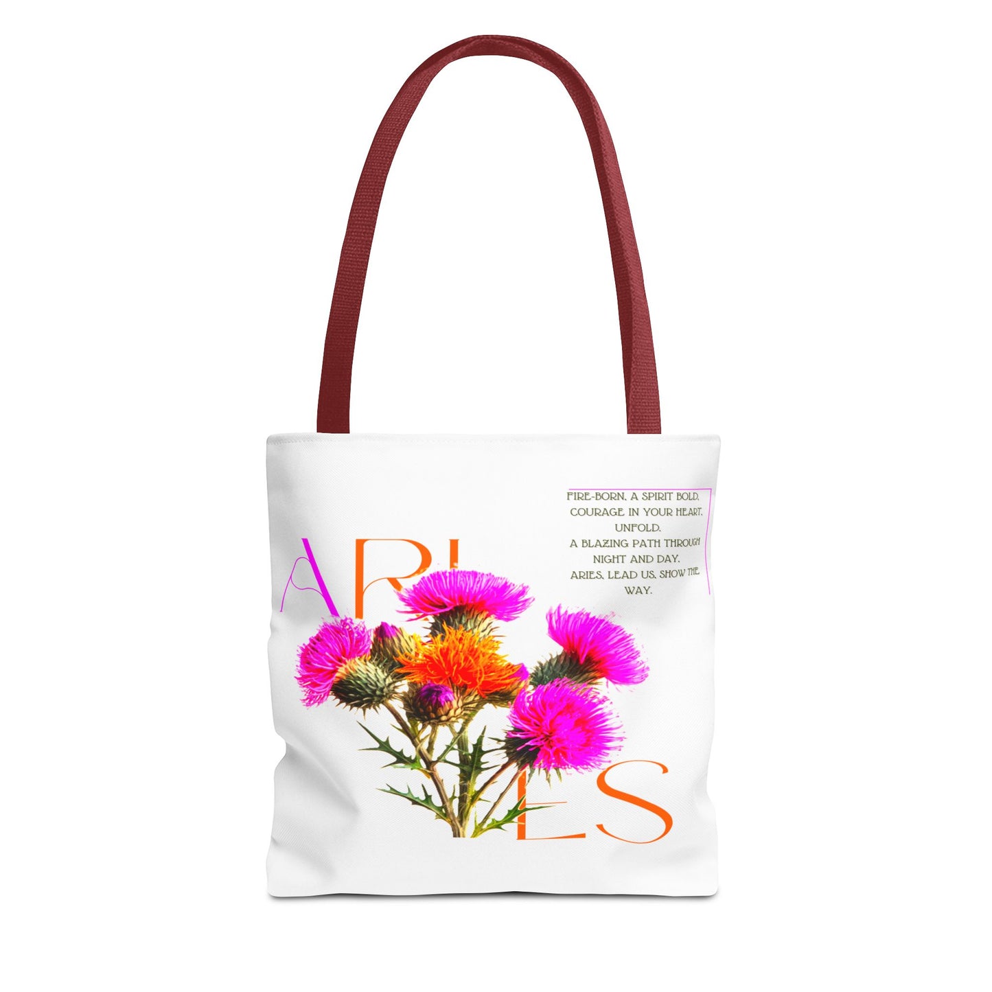 Aries Thistle White Tote Bag, 3 Sizes