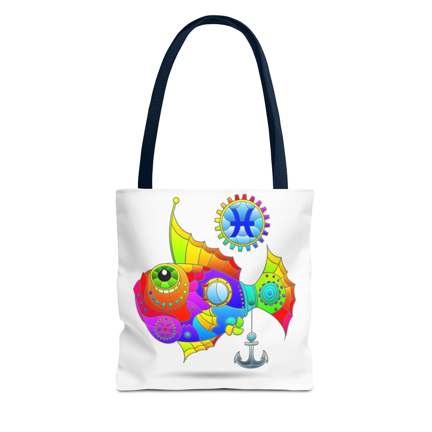 Pisces Rainbow Steampunk, White Tote Bag