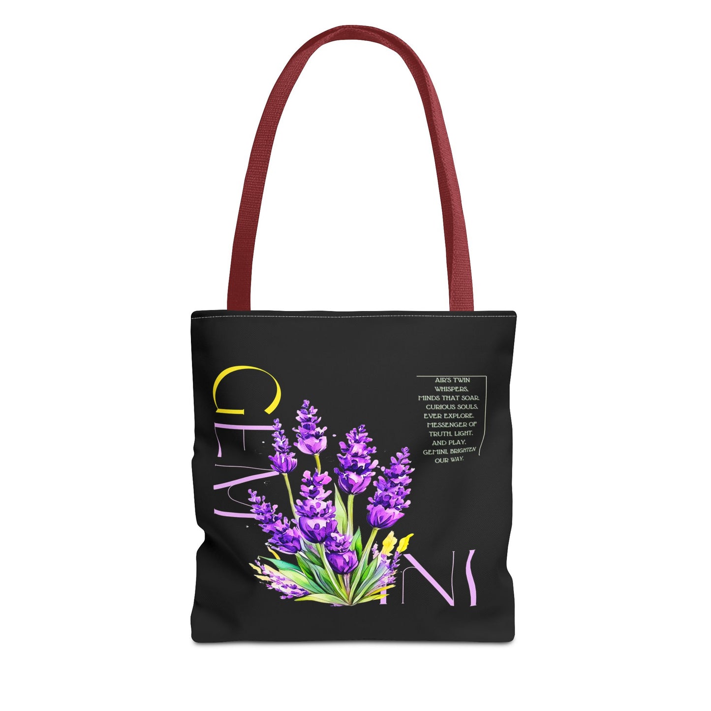 Gemini Lavender Black Tote Bag, 3 Sizes