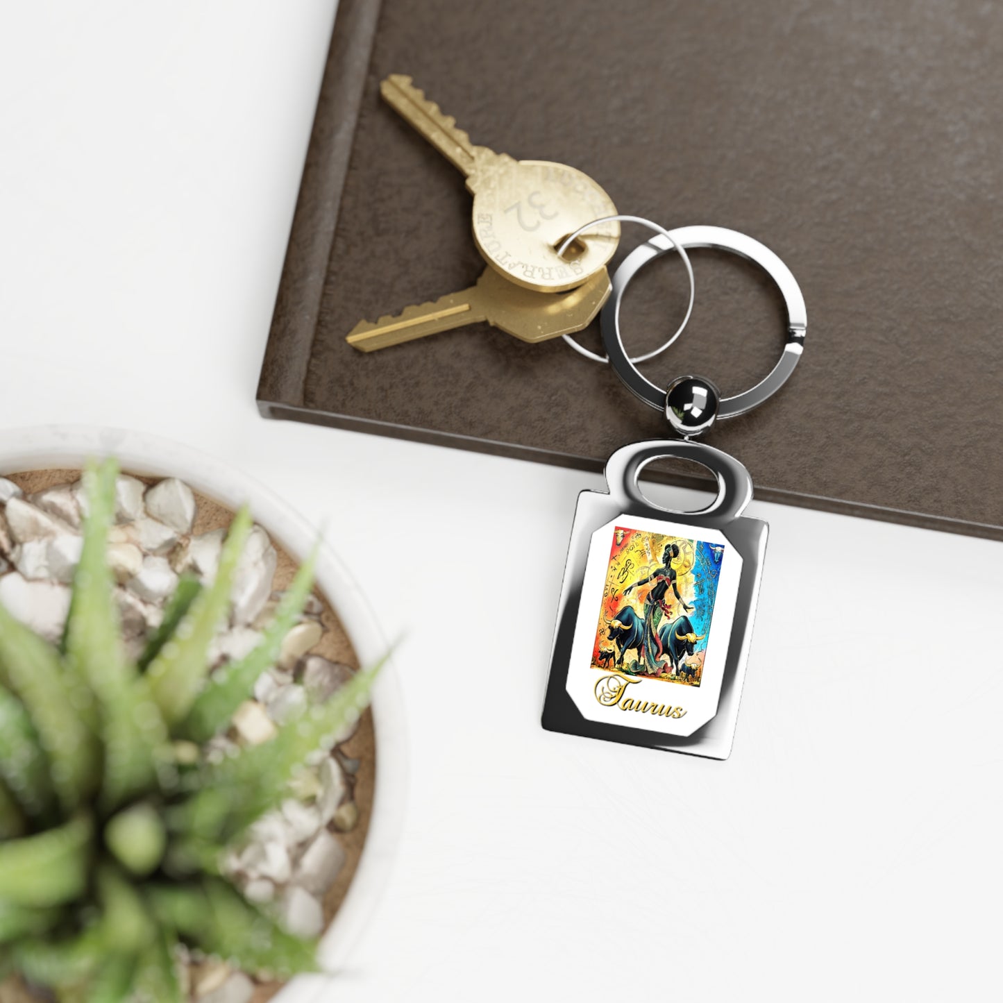 Taurus, Rectangle Photo Keyring