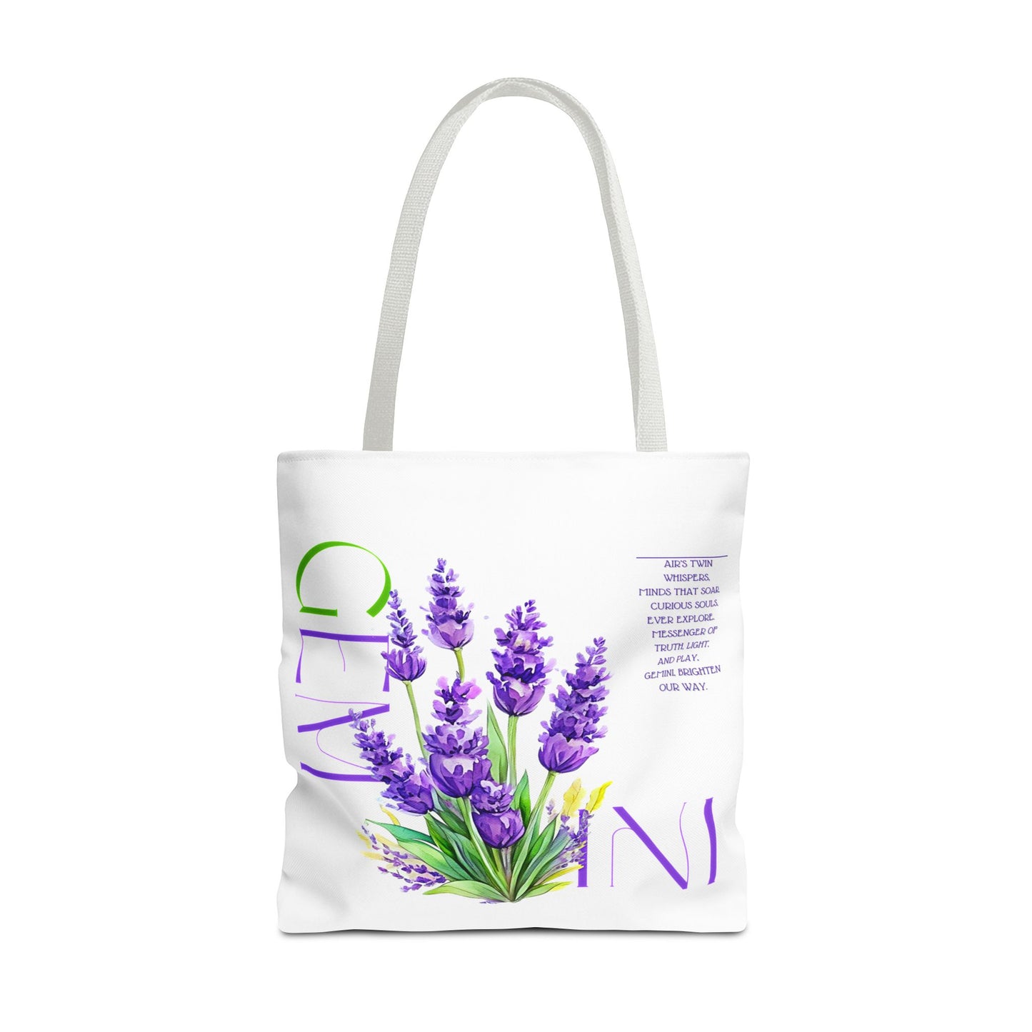 Gemini Lavender White Tote Bag, 3 Sizes