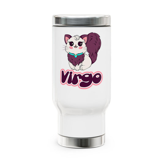 Virgo Anime Cat, Stainless Steel Travel Mug with Handle, 14oz