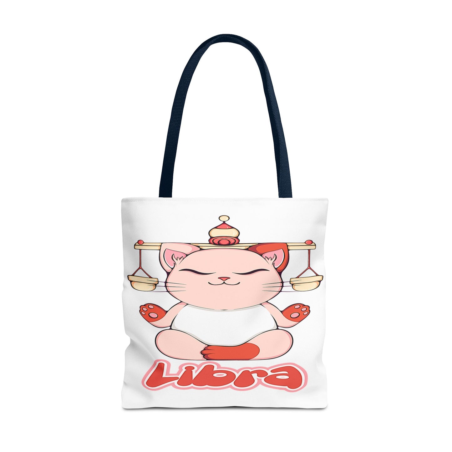 Libra Anime Cat White Tote Bag, 3 Sizes