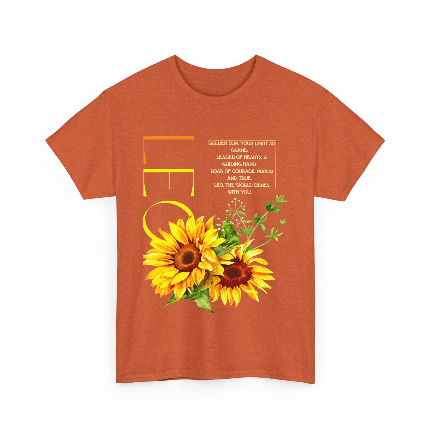 Leo Sunflowers, Unisex Heavy Cotton Tee