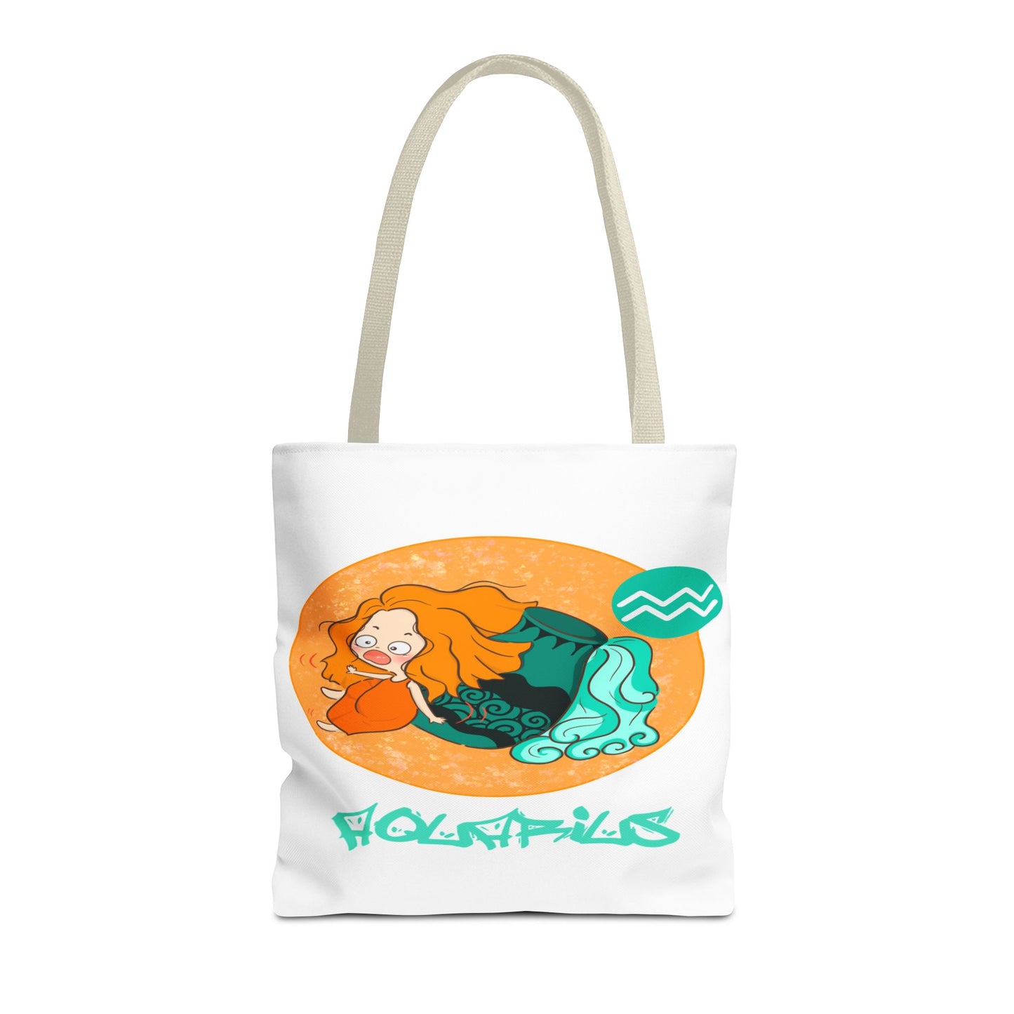 Aqaurius Chibi Water Bearer White Tote Bag, 3 Sizes