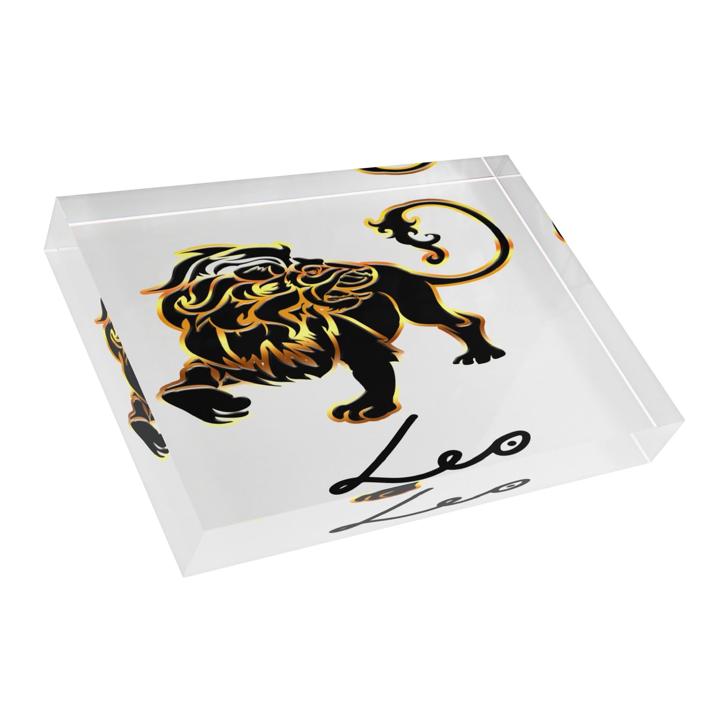 Leo Lion Photo Block, White