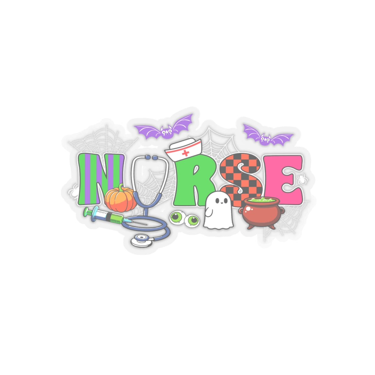 Nurse Halloween Logo, Kiss-Cut Stickers