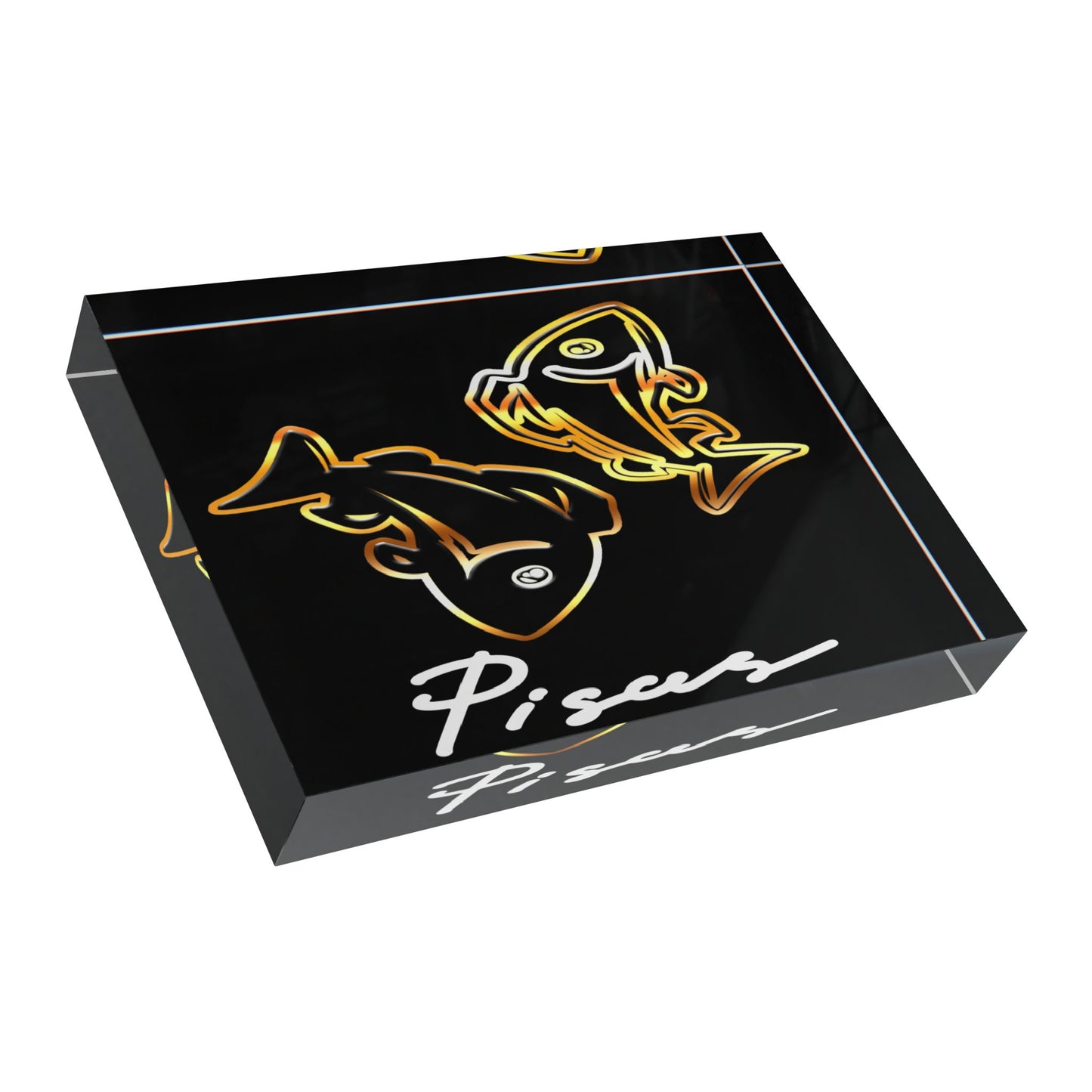 Pisces Fish Photo Block, Black