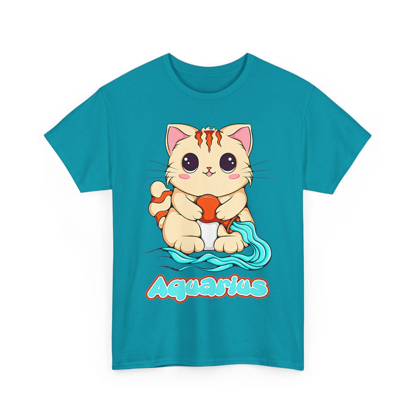 Aquarius Anime Cat, Unisex Heavy Cotton Tee