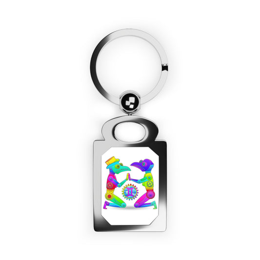 Gemini Rainbow Steampunk, Rectangle Photo Keyring