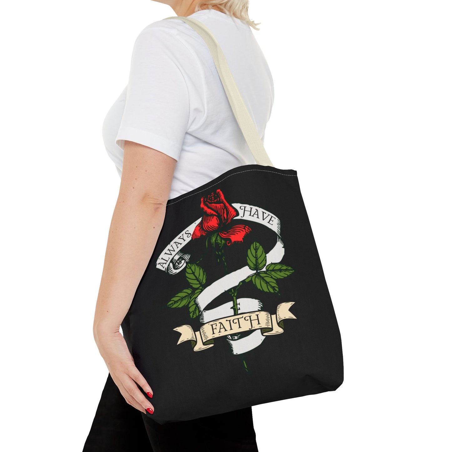 Always Have Faith Black Tote Bag, 3 Sizes