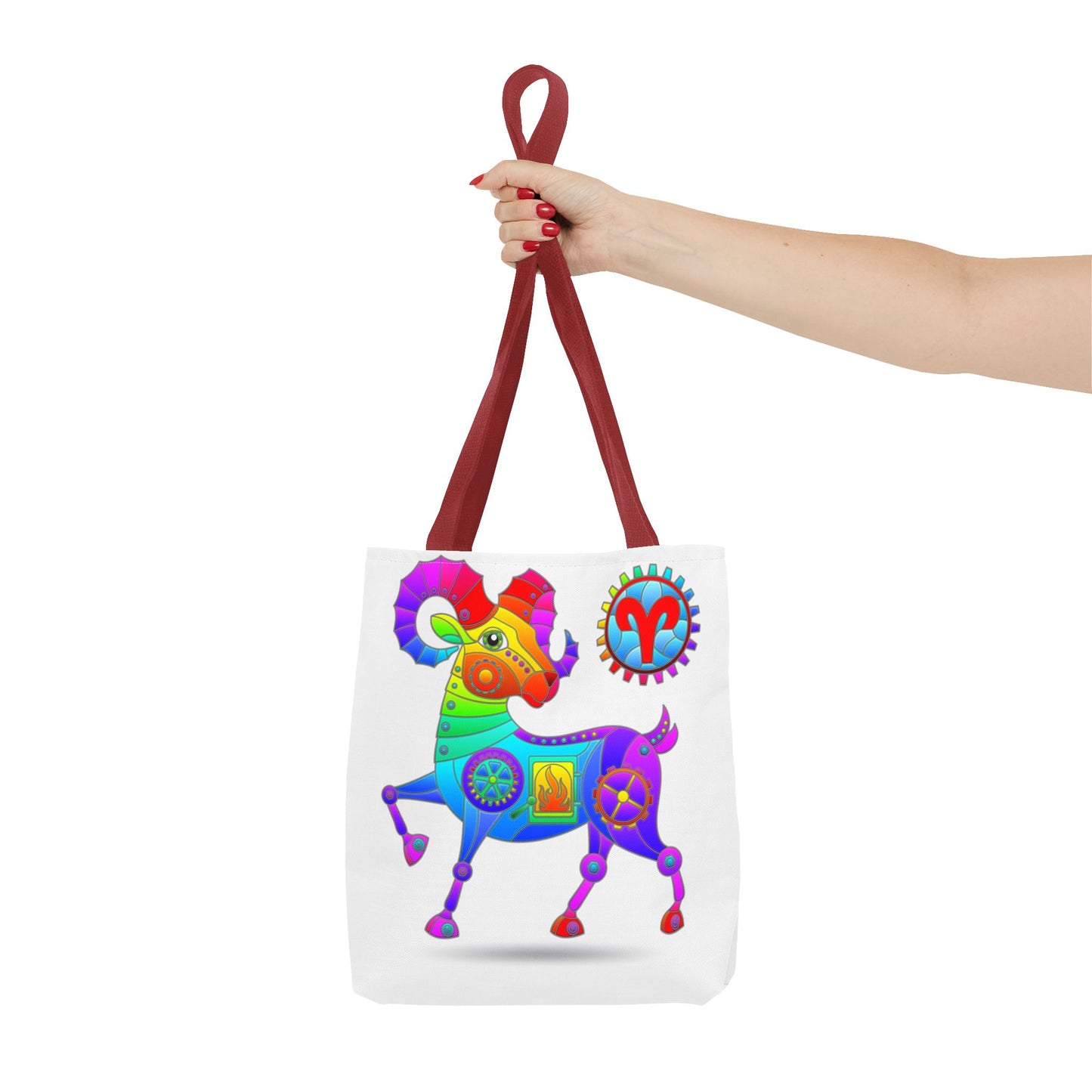 Aries Rainbow Steampunk, White Tote Bag