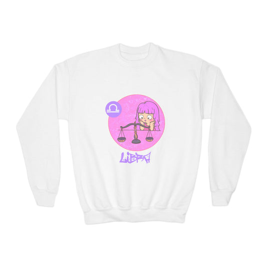 Libra Chibi Girl & Scales, Youth Crewneck Sweatshirt