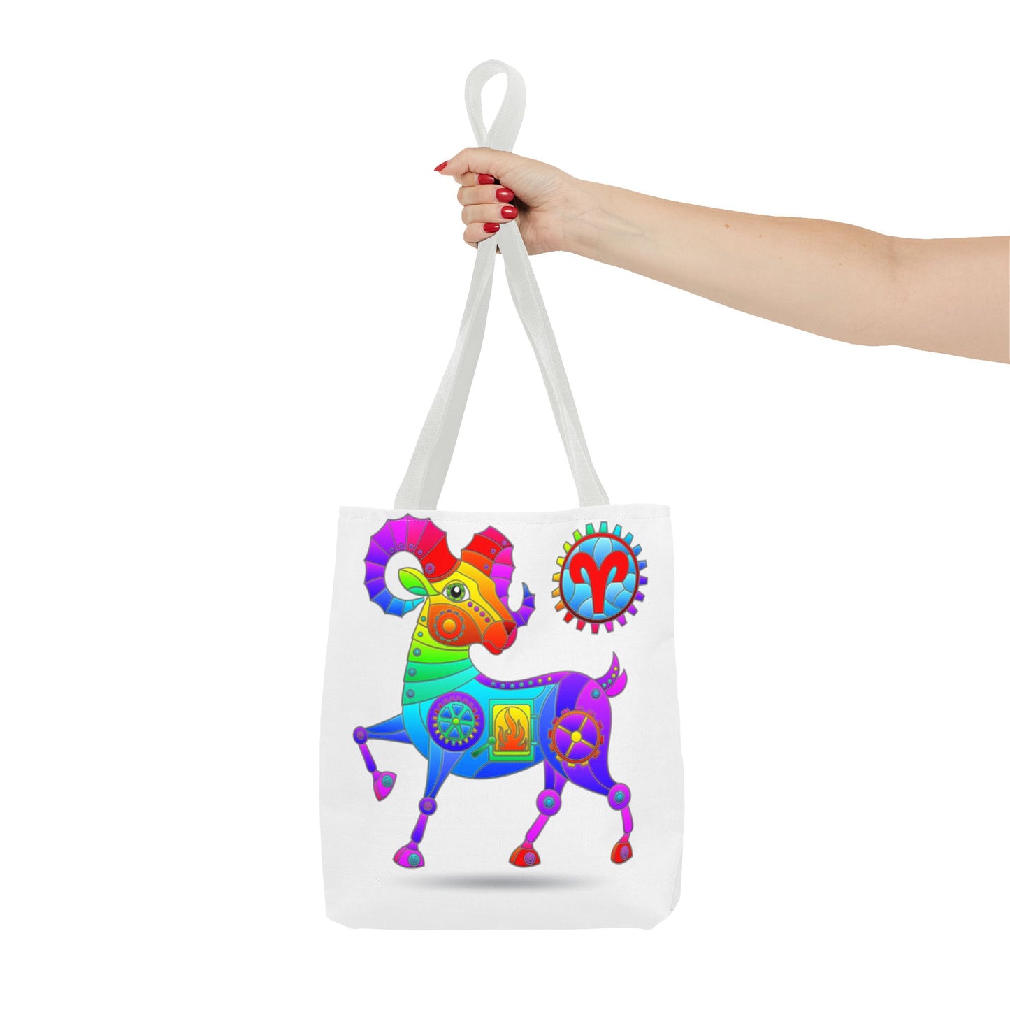 Aries Rainbow Steampunk, White Tote Bag