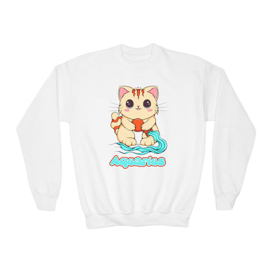 Aquarius Anime Cat, Youth Crewneck Sweatshirt