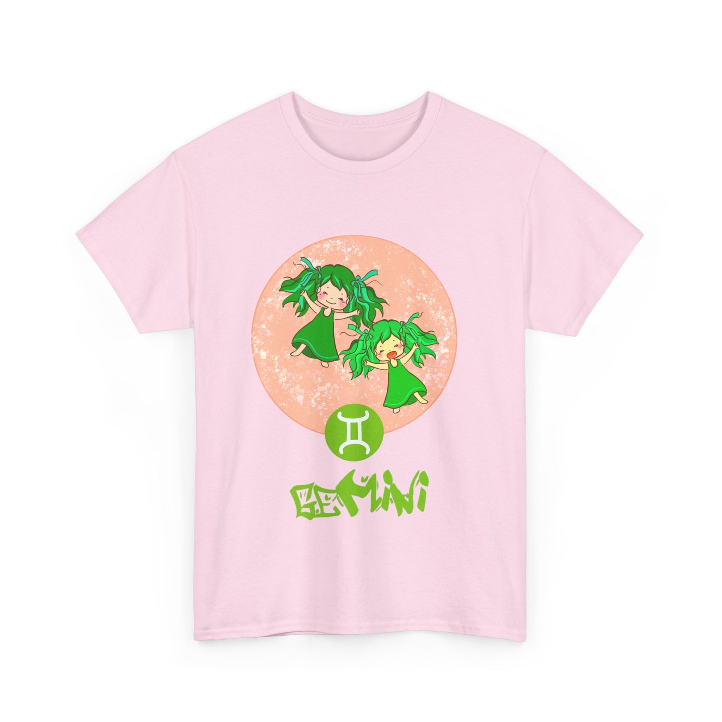 Gemini Chibi Twin Girls, Unisex Heavy Cotton Tee