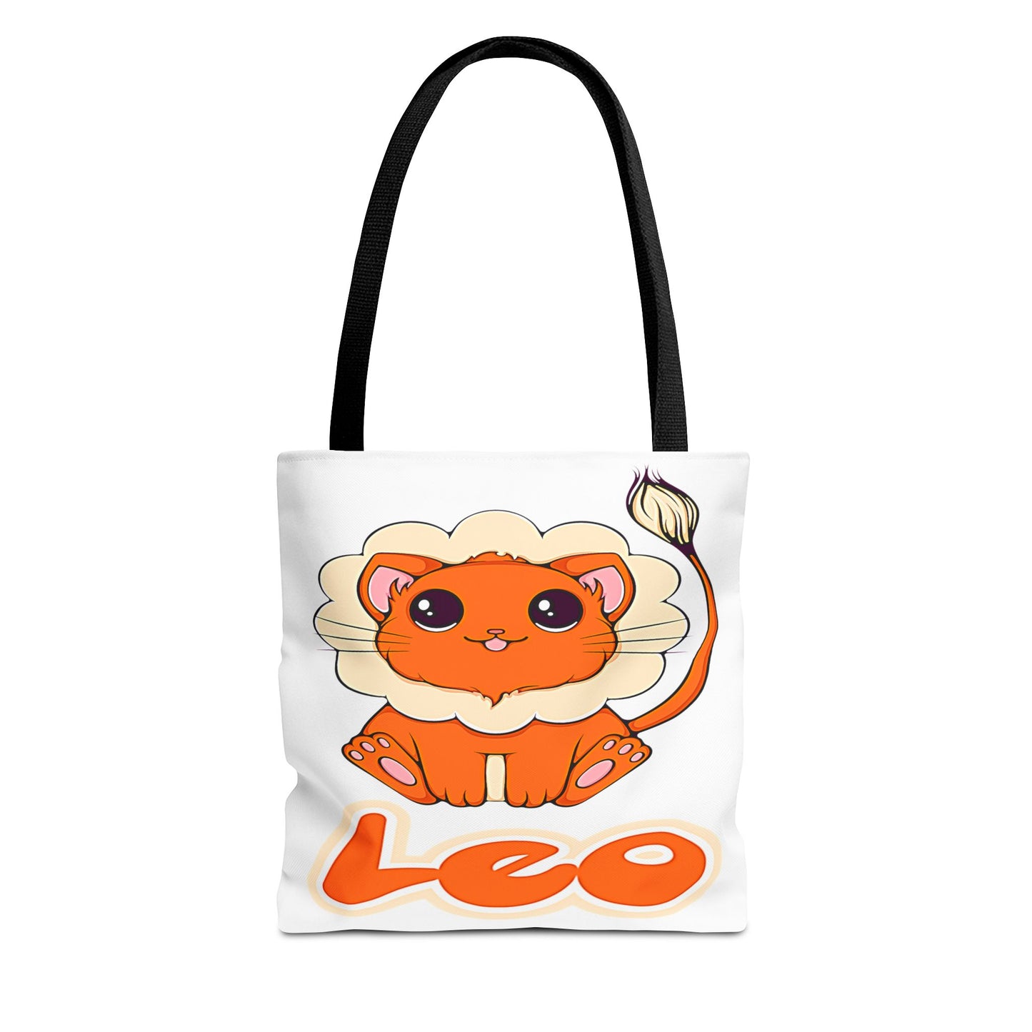 Leo Anime Cat White Tote Bag, 3 Sizes