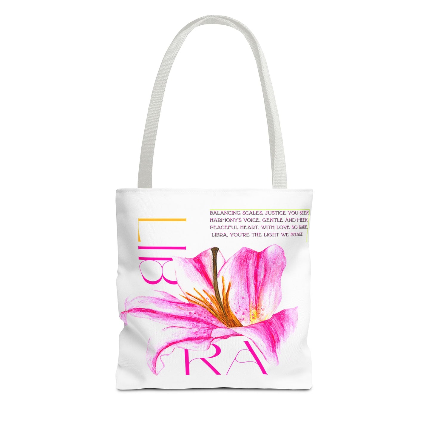 Libra Lily White Tote Bag, 3 Sizes