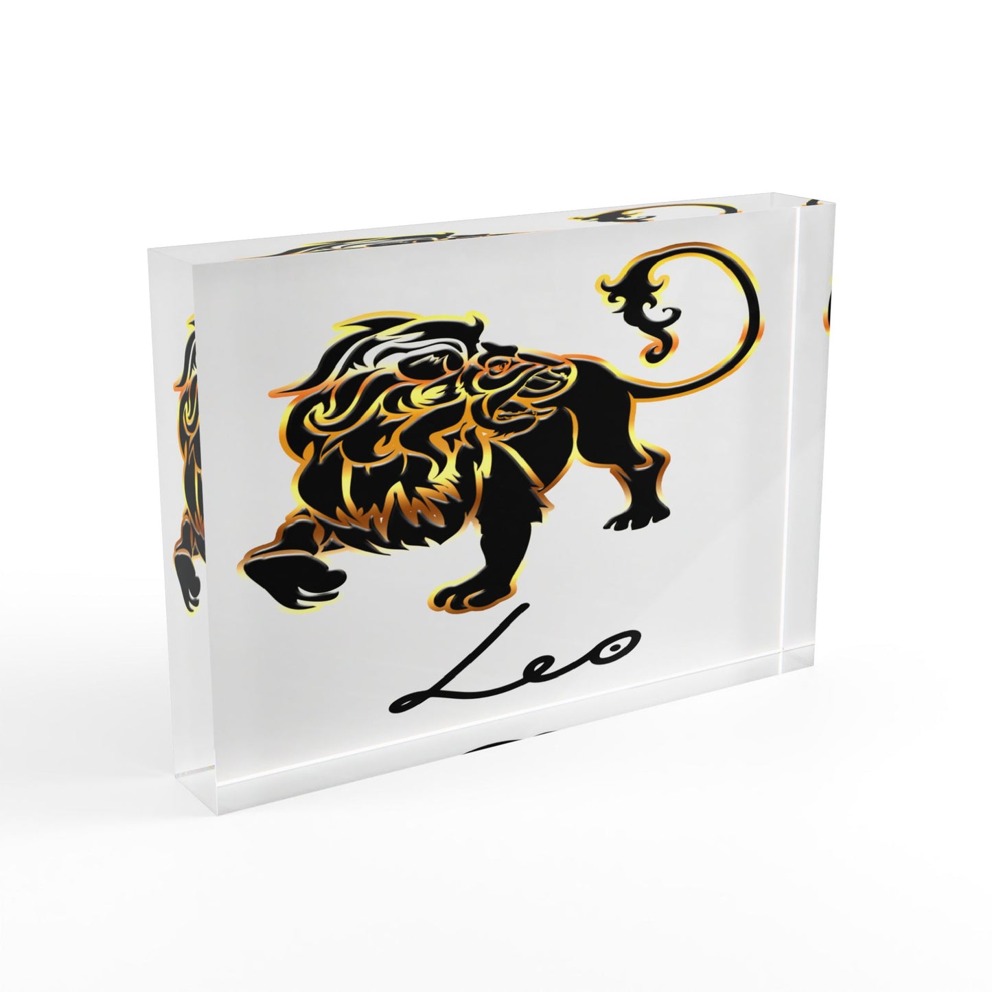 Leo Lion Photo Block, White