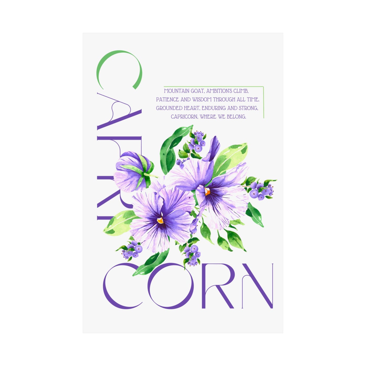 Capricorn Pansies, Matte Vertical Poster (White)