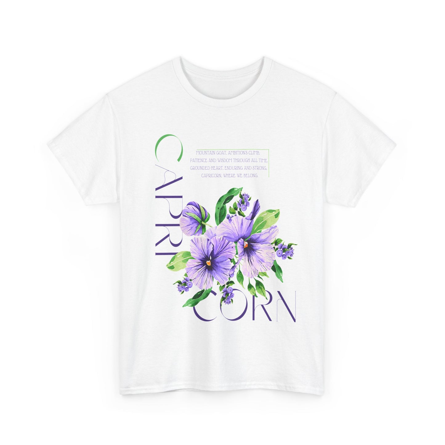 Capricorn Pansies, Unisex Heavy Cotton Tee