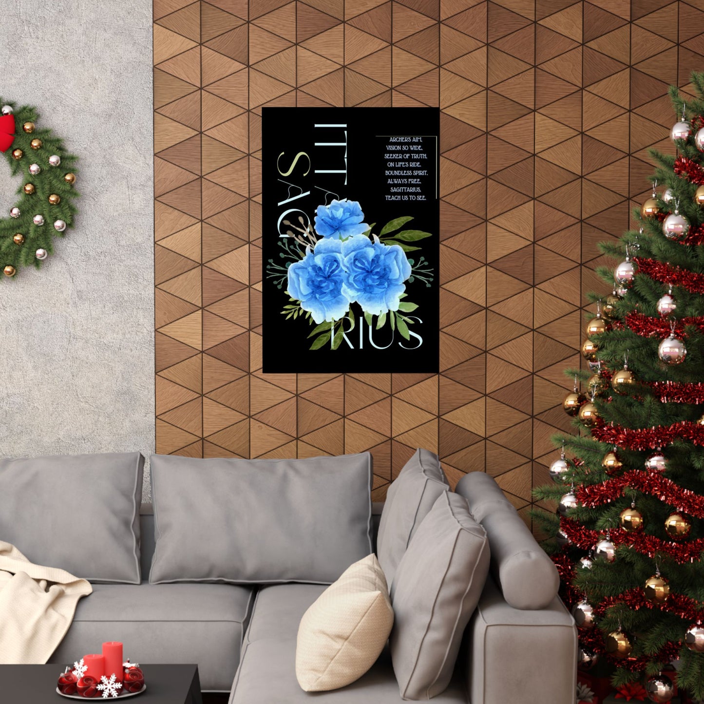 Sagittarius Blue Carnations, Matte Vertical Posters (Black)