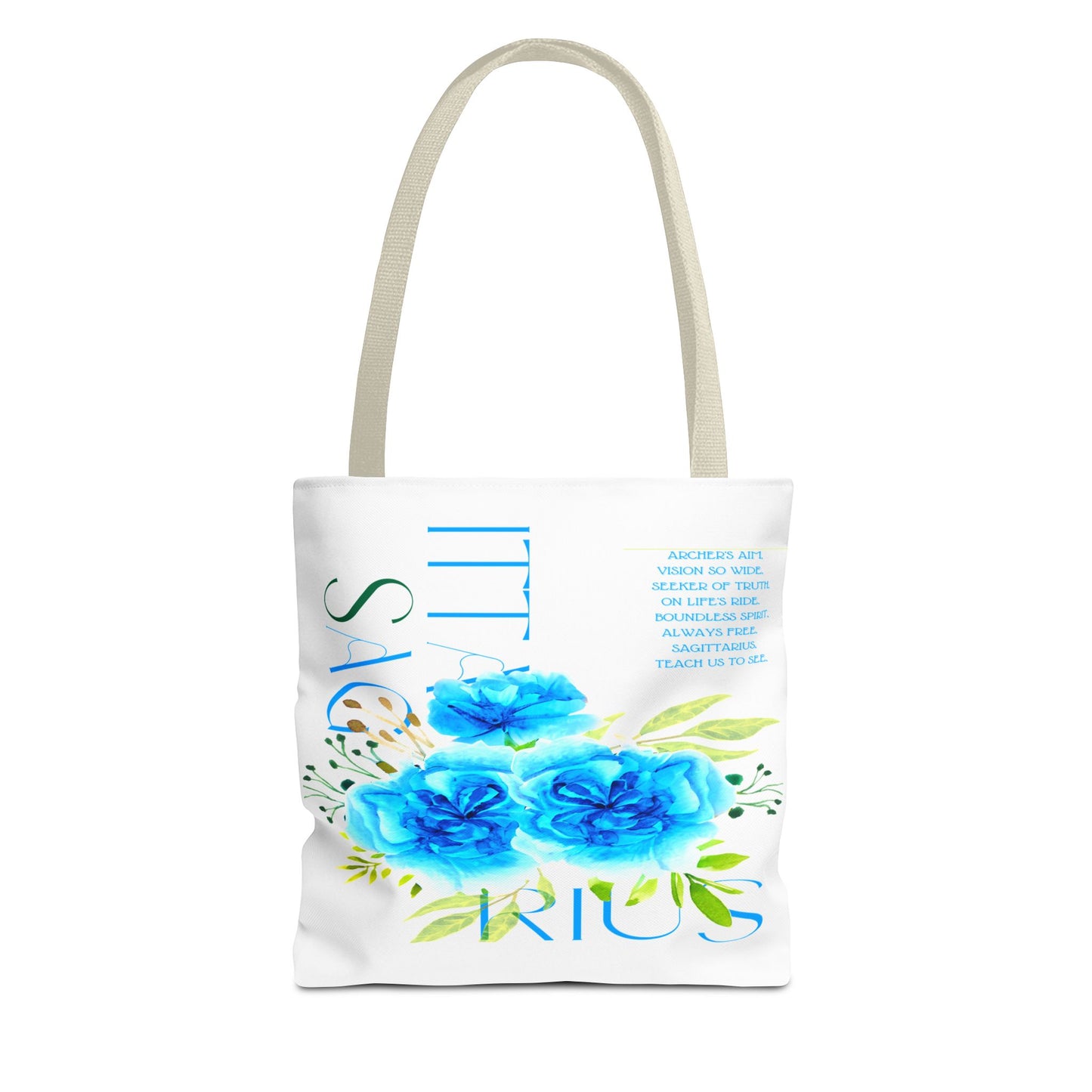 Sagittarius Blue Carnations White Tote Bag, 3 Sizes