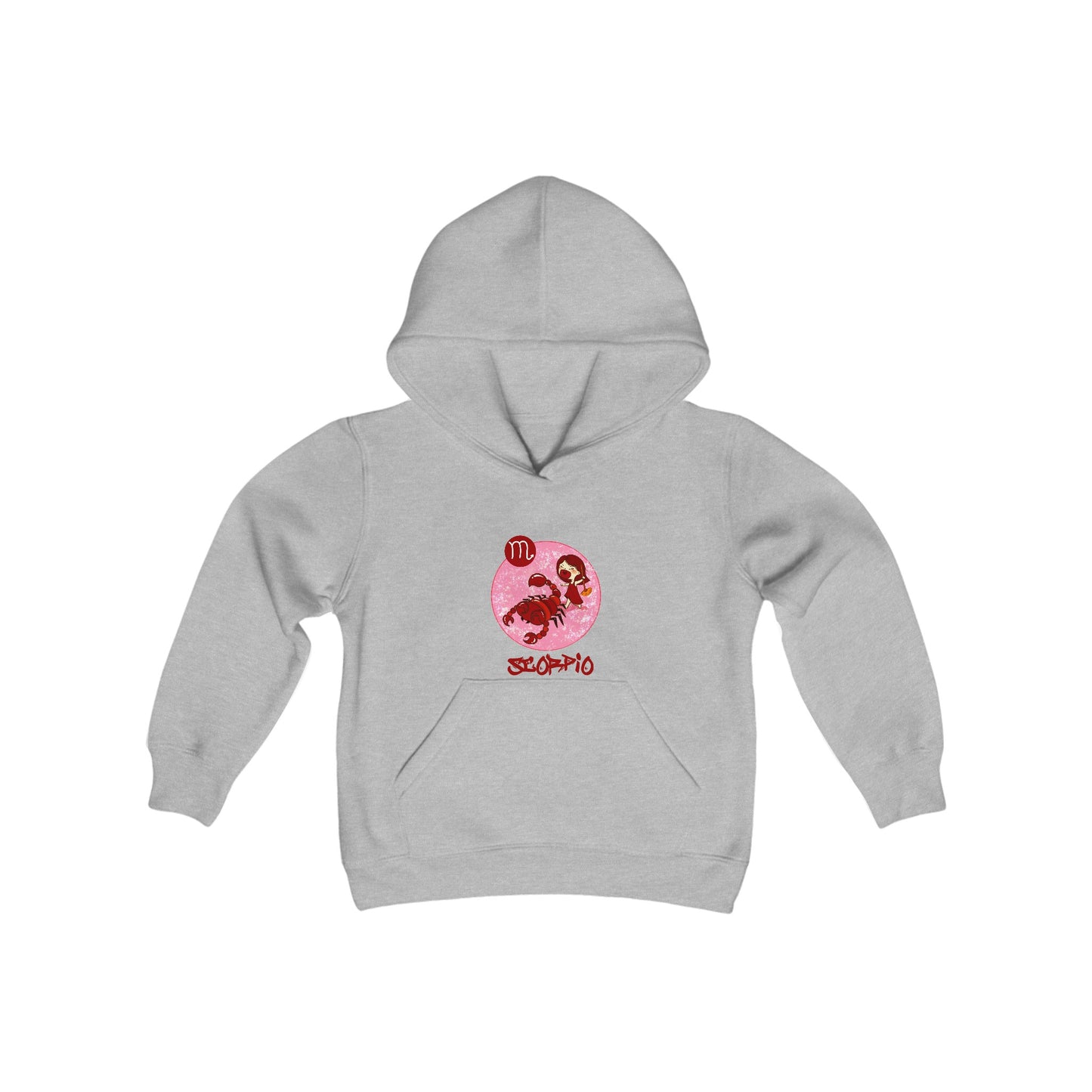 Scorpio Chibi Girl & Scorpion, Youth Heavy Blend Hooded Sweatshirt