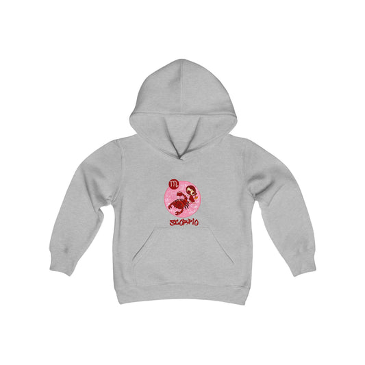 Scorpio Chibi Girl & Scorpion, Youth Heavy Blend Hooded Sweatshirt