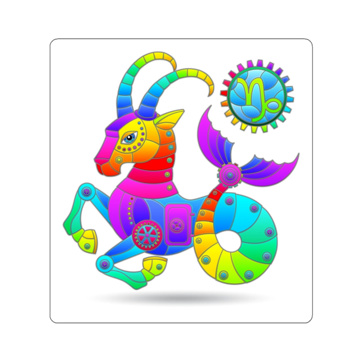 Capricorn Rainbow Steampunk, Kiss-Cut Stickers