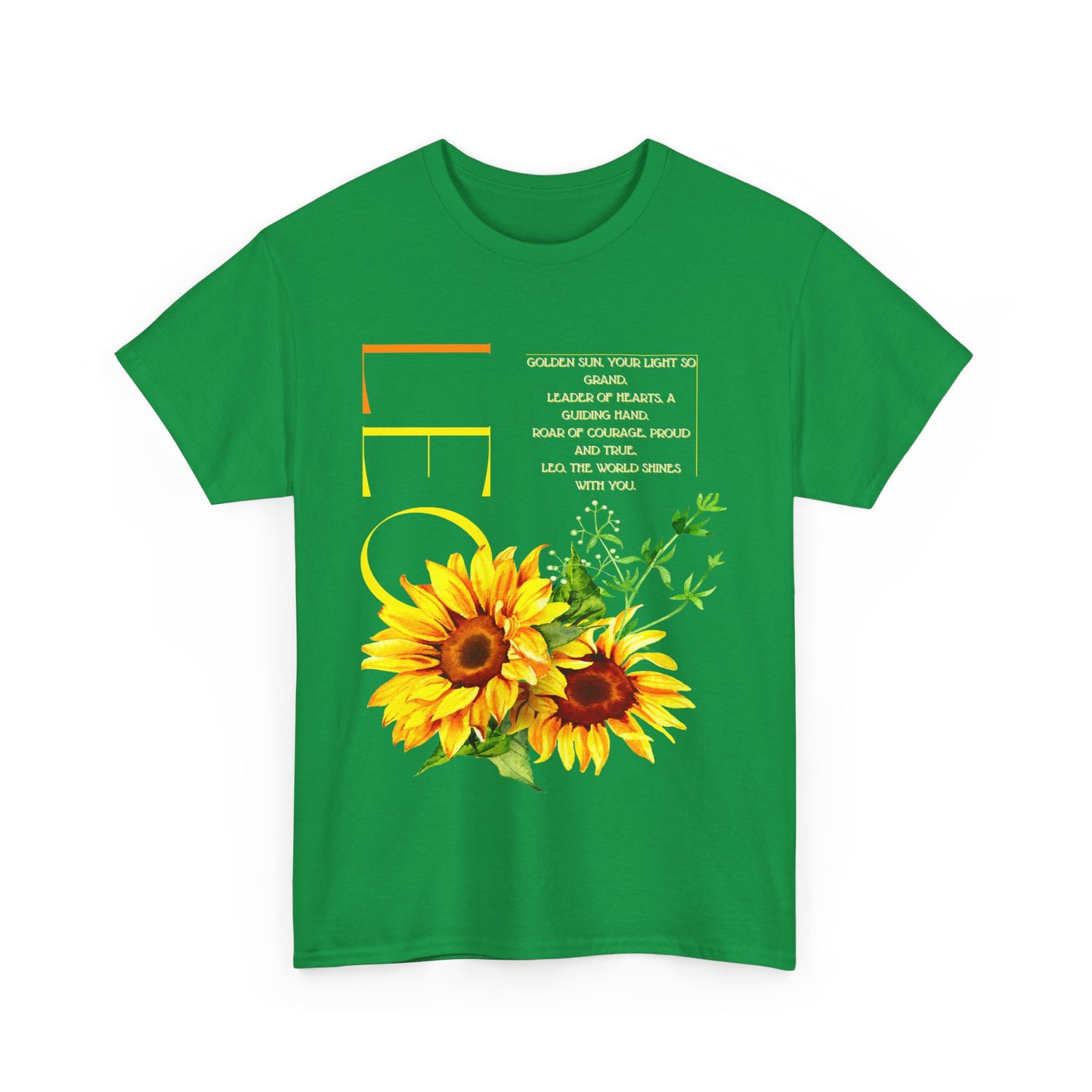 Leo Sunflowers, Unisex Heavy Cotton Tee