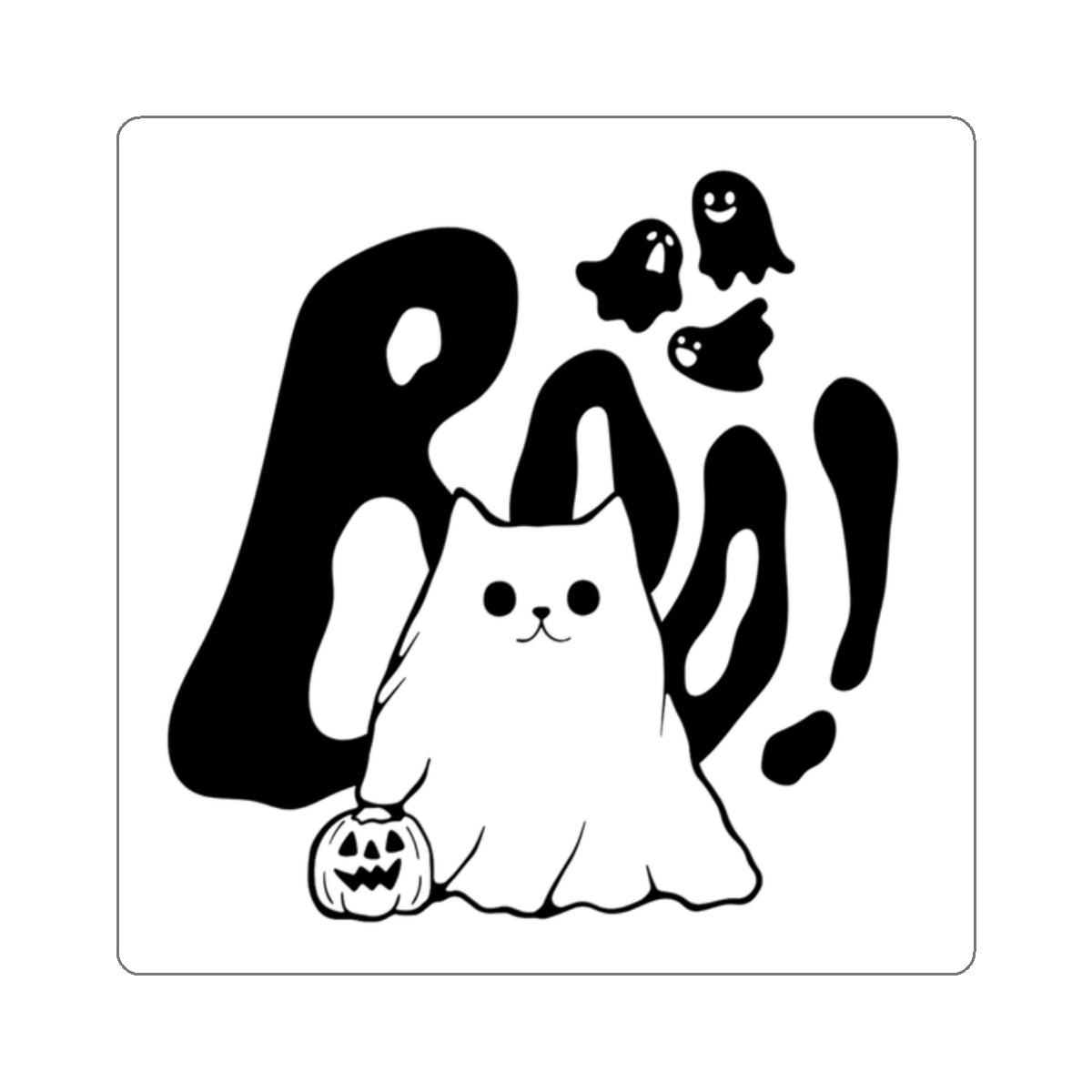 Halloween Ghost Cat, Kiss-Cut Stickers