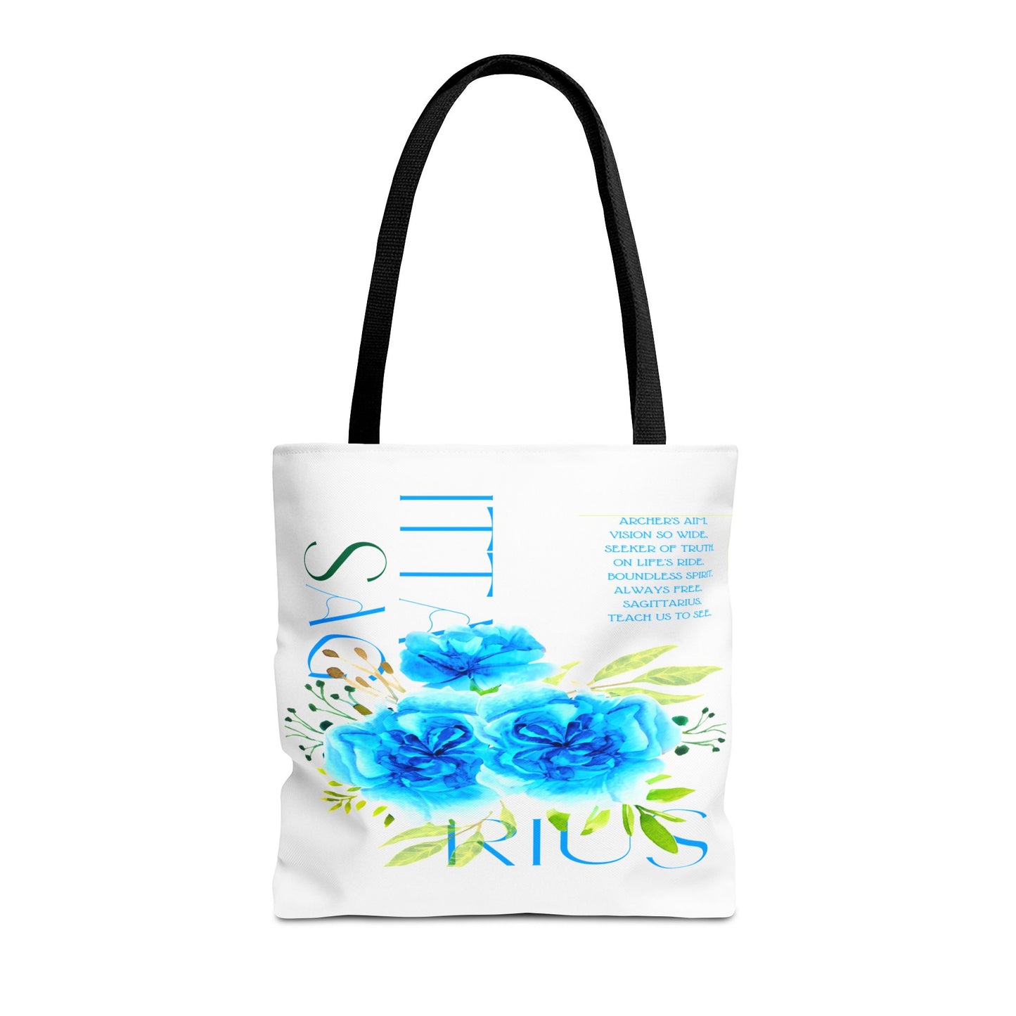 Sagittarius Blue Carnations White Tote Bag, 3 Sizes