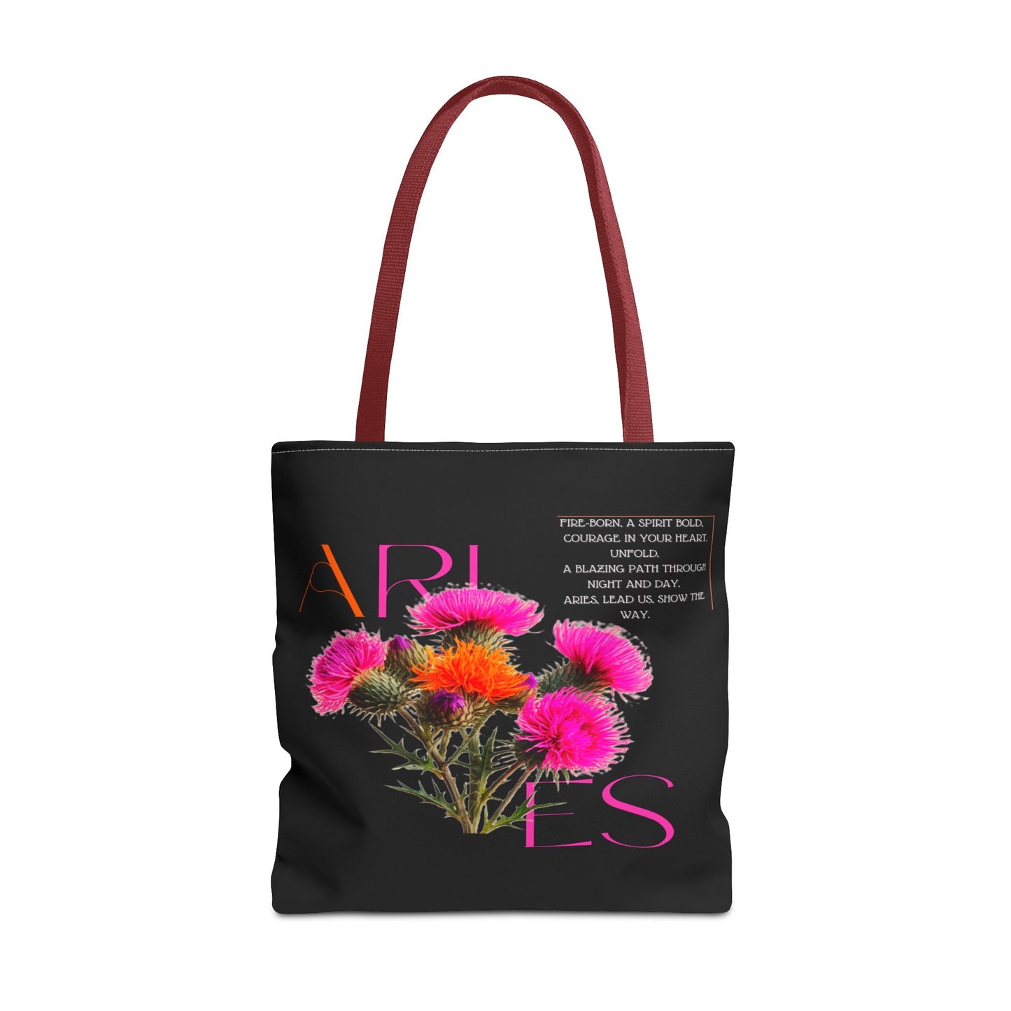 Aries Thistle Black Tote Bag, 3 Sizes