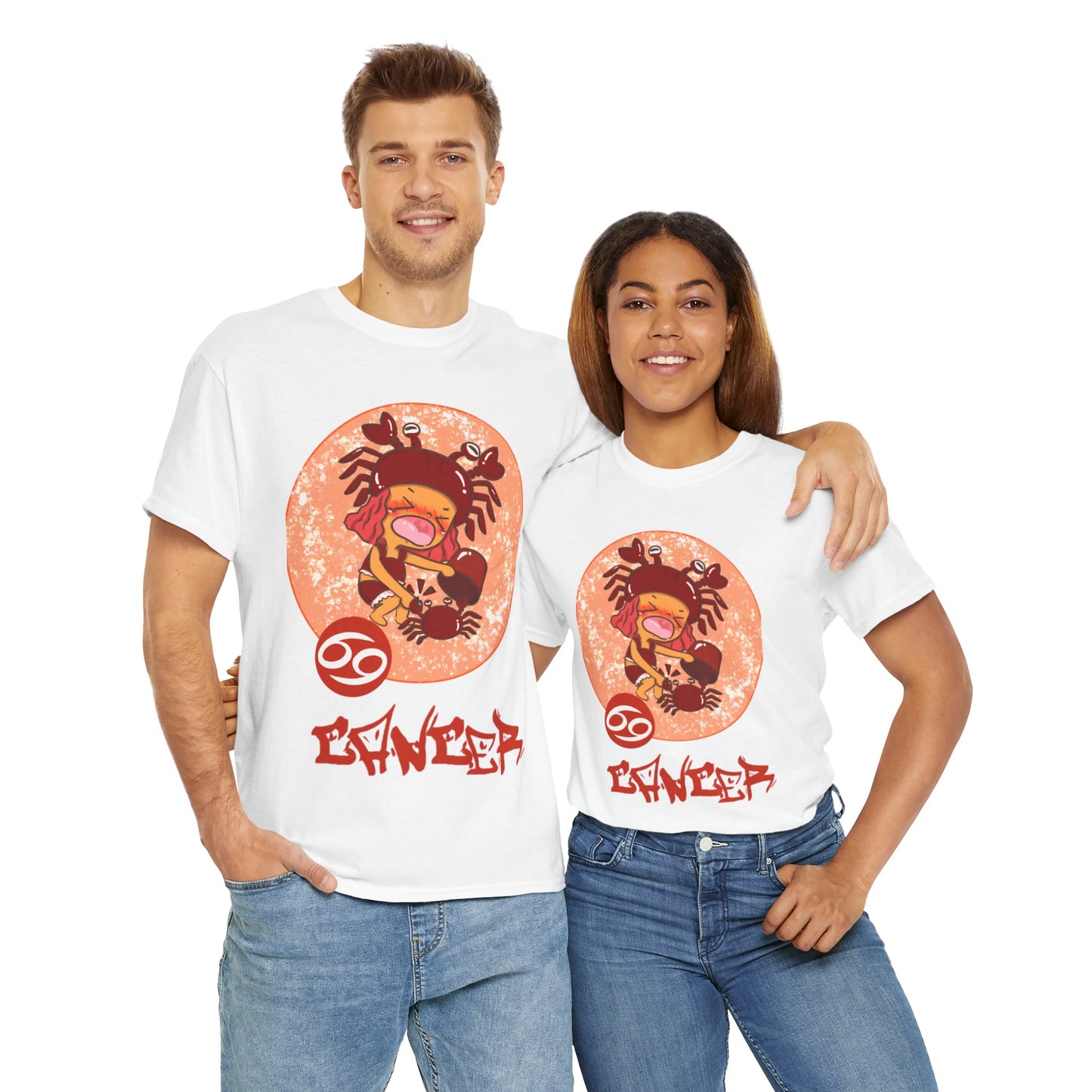 Cancer Chibi Girl & Crab, Unisex Heavy Cotton Tee