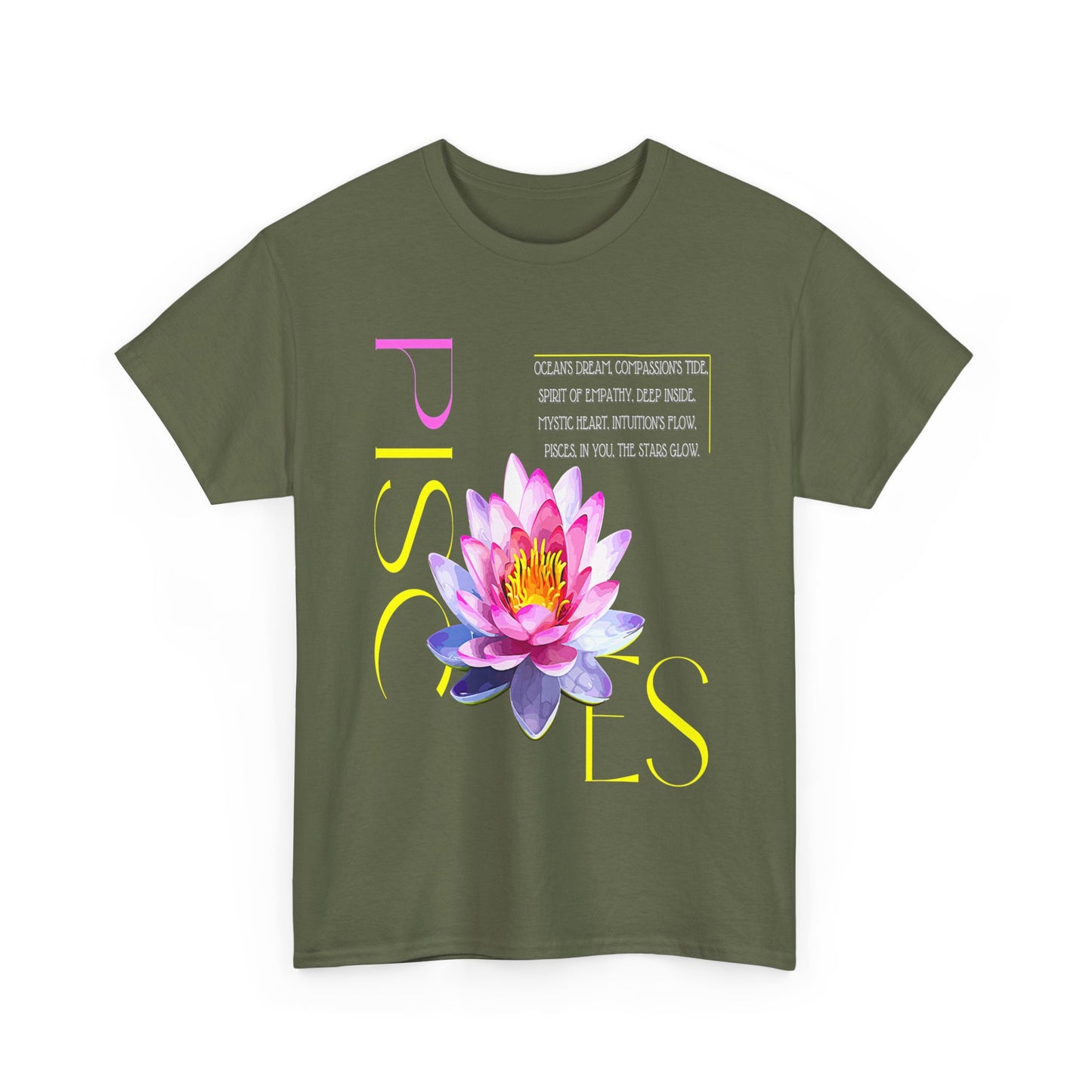 Pisces Pink Lotus, Unisex Heavy Cotton Tee