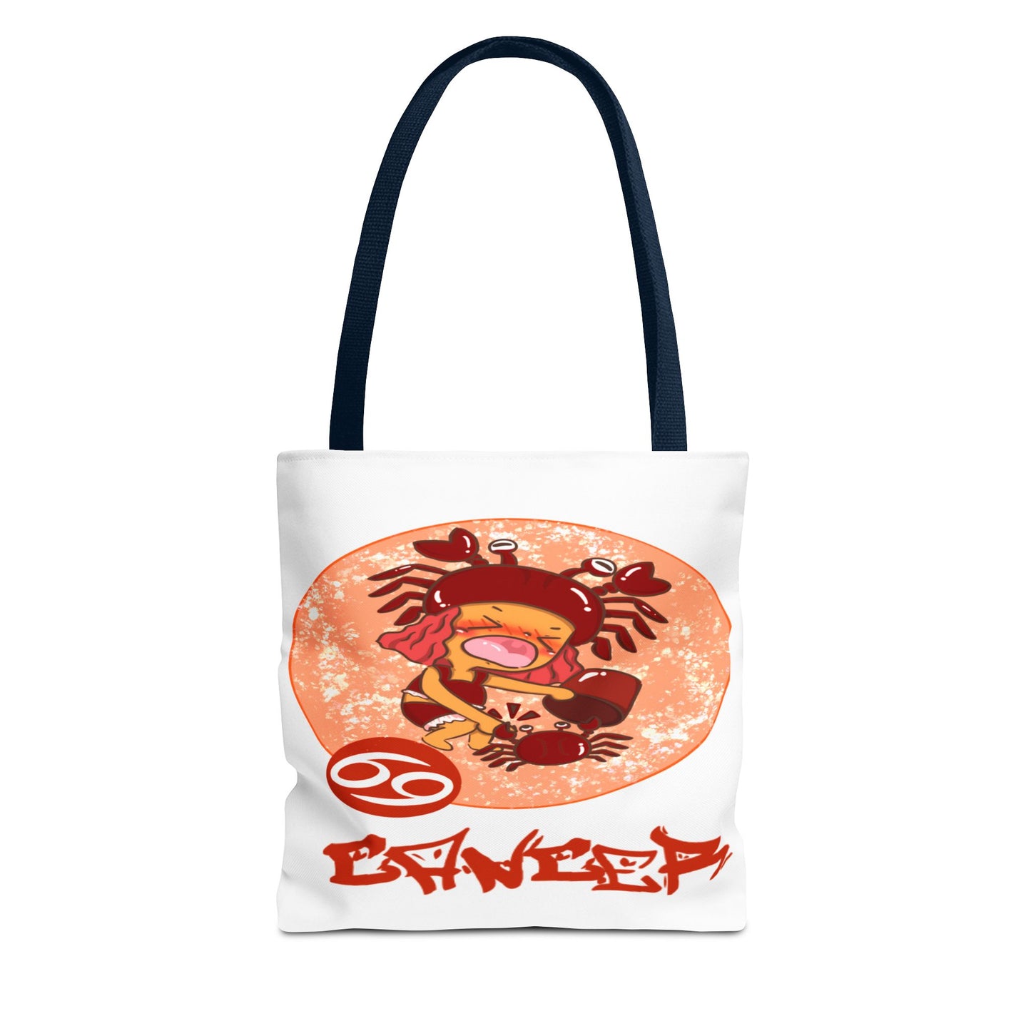 Cancer Chibi Girl & Crab White Tote Bag, 3 Sizes