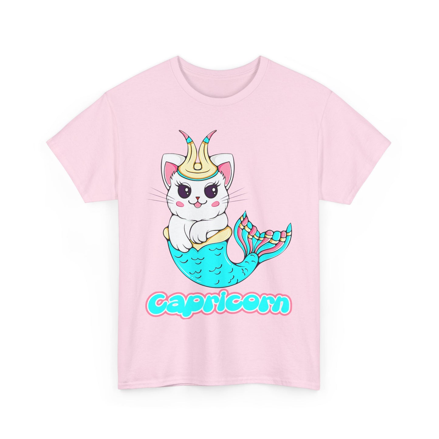 Capricorn Anime Cat, Unisex Heavy Cotton Tee