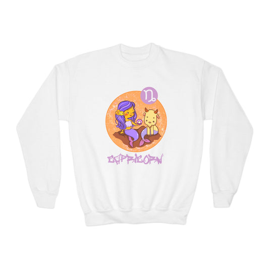 Capricorn Chibi Mermaid & Goat, Youth Crewneck Sweatshirt