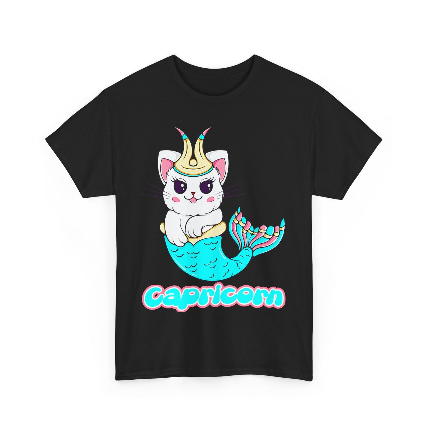 Capricorn Anime Cat, Unisex Heavy Cotton Tee